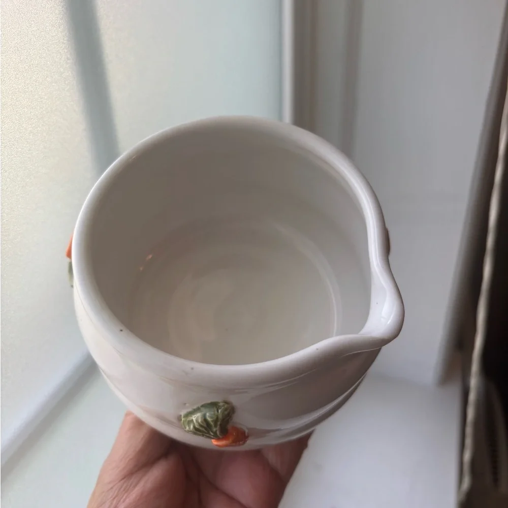 Handmade Ceramic matcha Bowl with Orange Carrot Accents